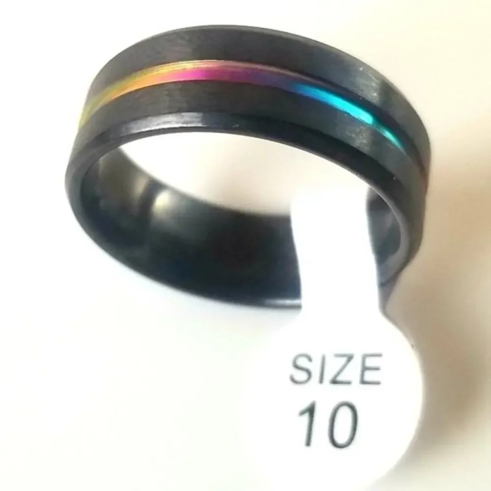 New stainless steel black ring size 10‎